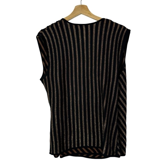 Vintage Jones New York Brown & Black Shimmer Wrap Front Sleeveless Top L - Picture 2 of 4